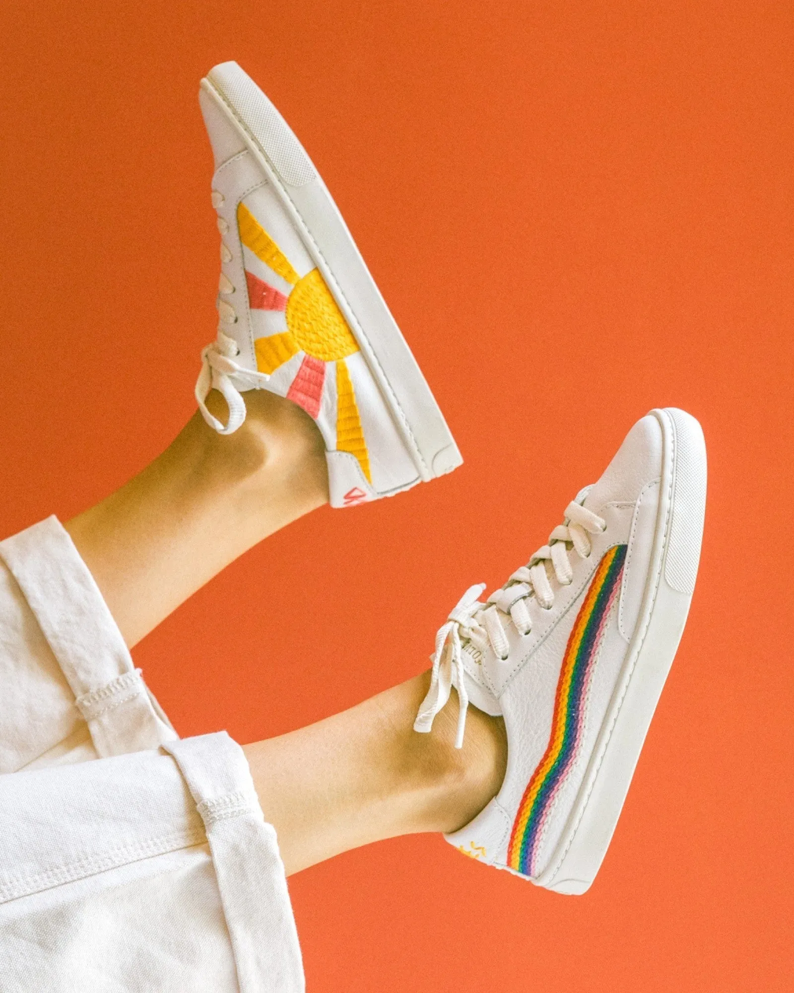 Womens_Sneakers_The Ibiza_Embroidery_Oasis White - Rainbow Wave